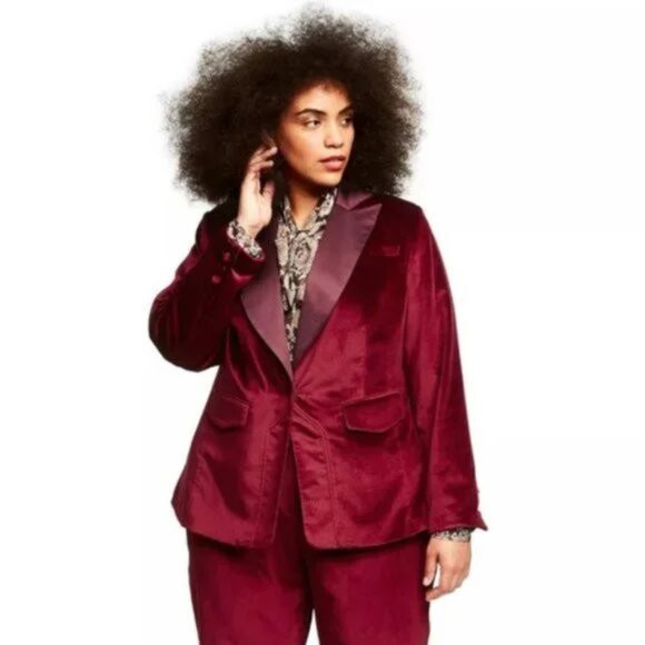 ALTUZARRA for Target Tuxedo Style Fall Chic Velvet Satin Blazer Jacket - Picture 1 of 16